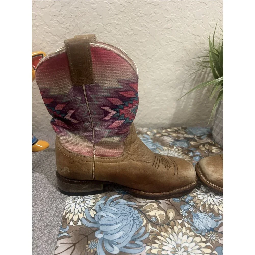 Roper Brown Southwestern Cowboy Western Boots Little Kids Youth size 9